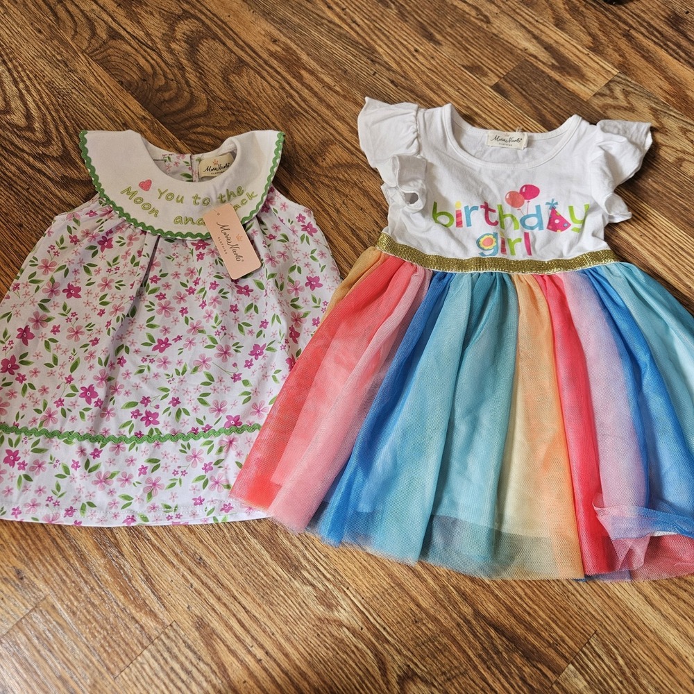 2 Marie Nicole Toddler Girl Size Small 12-18m Pink Ruffle Tulle Birthday Dress